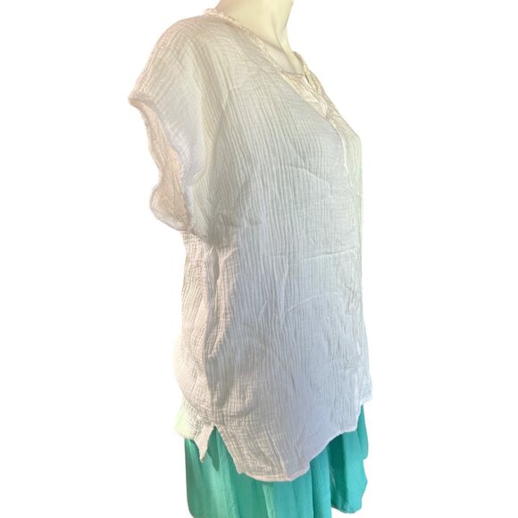 White V Neck Sleeveless  Top Womens Casual Blouse Soft Cotton Size M - XL - Picture 5 of 8